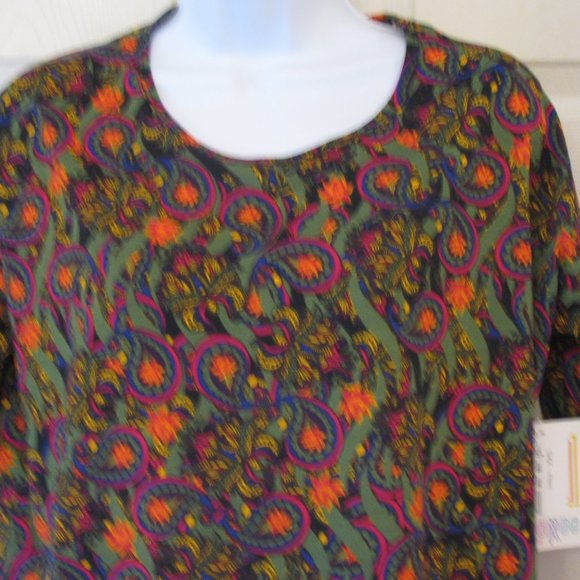* 2/$15 LuLaRoe Irma Tunic XXS 2XS NWT $36 Green Paisley with Flowers Oversized - Picture 2 of 4